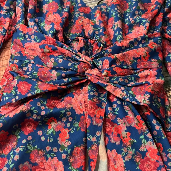 For Love & Lemons Annie Mini Dress Cobalt Floral Size X-S - Picture 2 of 7